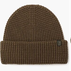 New NWT All Saints New Stitch Beanie Gull Brown Hat Waffle Knit